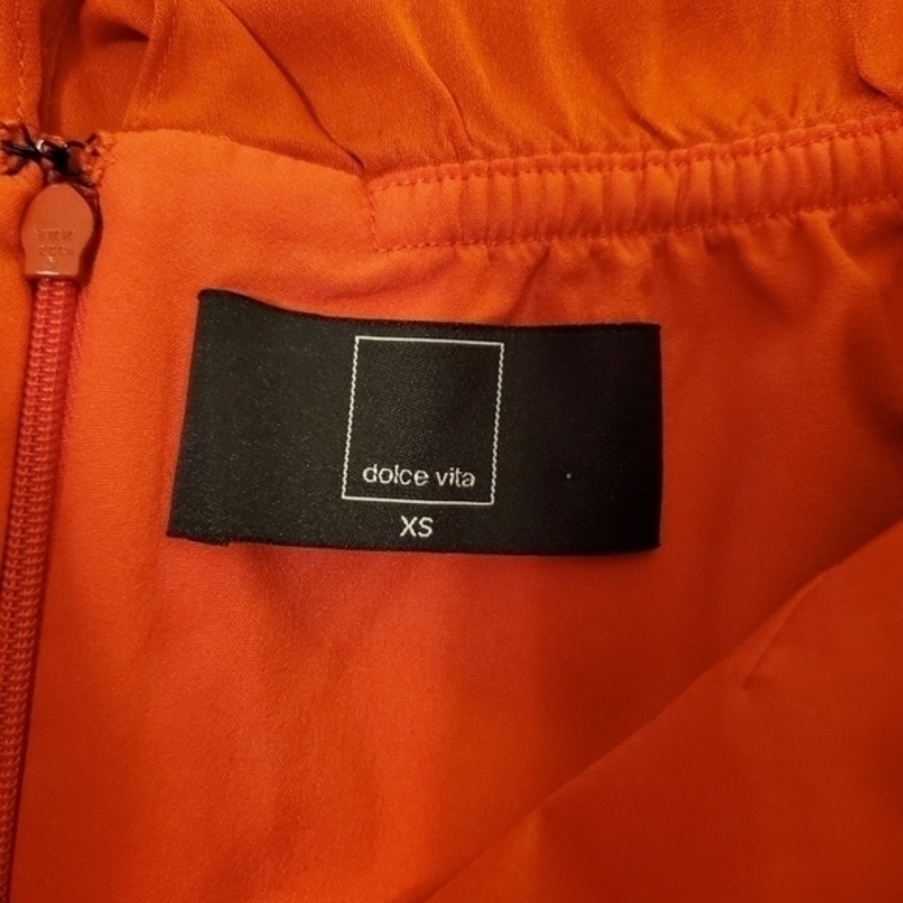 Dolce Vita Red Orange Strapless Silk Blend Dress - Picture 6 of 12